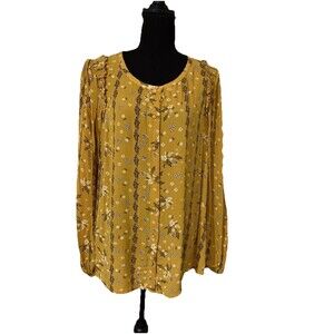 Sonoma Womens Mustard Floral Print Boho Peasant Top Size Small S NWT
